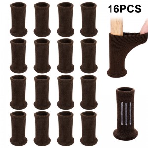 16 件装针织硅胶桌椅腿袜地板保护垫防滑垫家具脚靴罩帽棕色家居装饰